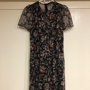 Zara long laced black floral dress, size XS